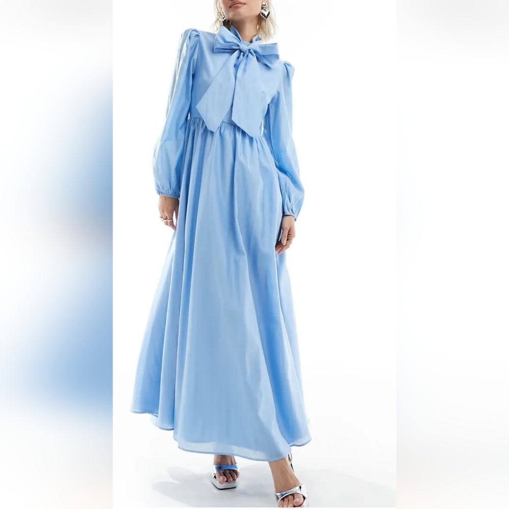 Sister Jane Knickknack Blue Bow Midaxi Dress - Picture 5 of 10